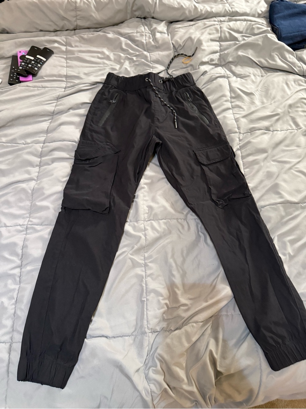 Ring of Fire Black Men's Cargo Joggers with Drawstring Waist